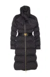 Elisabetta Franchi Quilted Coat With Belt And High Collar In Black