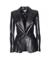 Elisabetta Franchi Croc Print Blazer In Black