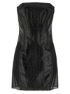 Elisabetta Franchi Croc-embossed Sheer Paneling Sleeveless Dress In Black