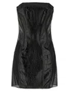 Elisabetta Franchi Croc-embossed Sheer Paneling Sleeveless Dress In Black