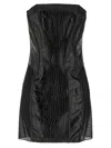 Elisabetta Franchi Croc-embossed Sheer Paneling Sleeveless Dress In Black