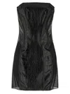 Elisabetta Franchi Croc-embossed Sheer Paneling Sleeveless Dress In Black