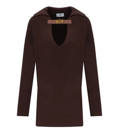 ELISABETTA FRANCHI COFFEE POLO SWEATER