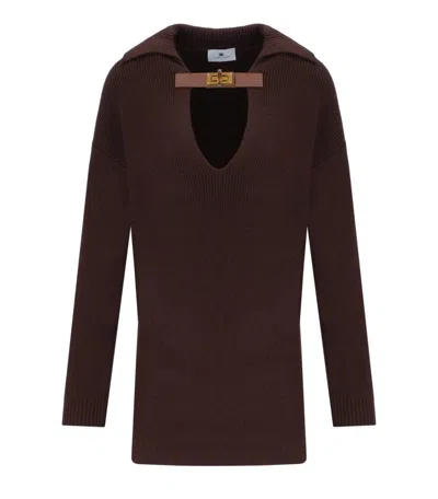 ELISABETTA FRANCHI COFFEE POLO SWEATER