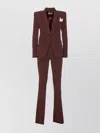 Elisabetta Franchi Coffee Suit With Flare Pants And V Neck In Brown