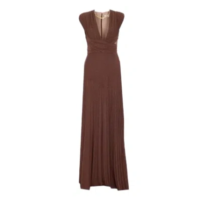 Elisabetta Franchi Coffee Tone Stretch Dresses In Brown