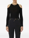 Elisabetta Franchi Cold-shoulder Chain-detail T-shirt In Black