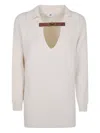 Elisabetta Franchi Collar-buckle Wool Sweater In White