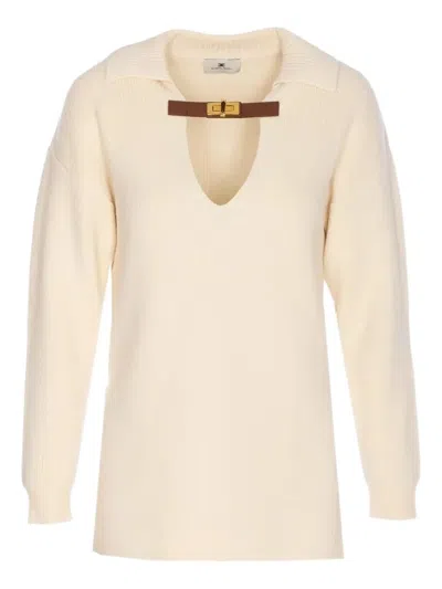 ELISABETTA FRANCHI COLLAR DETAIL SWEATER