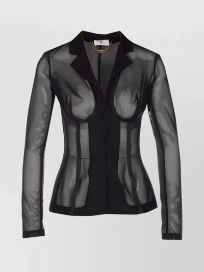 Elisabetta Franchi Collar Tailored Transparent Jacket In Black