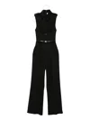 Elisabetta Franchi Collared Belted Jumpsuit In Black