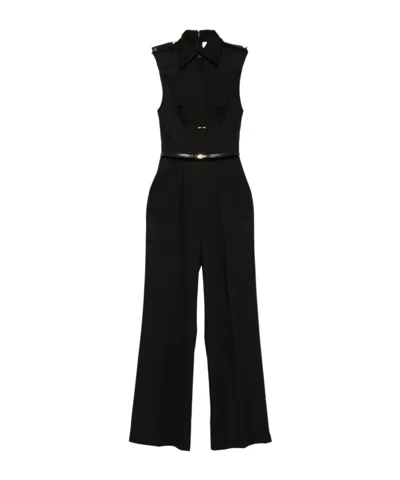 ELISABETTA FRANCHI COLLARED BELTED JUMPSUIT