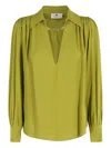 Elisabetta Franchi Blouse In Georgette Fabric With Jewel Detail In Green