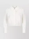 Elisabetta Franchi Georgette Cropped Shirt With Elastic Band In White