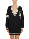 Elisabetta Franchi Jacquard Logo Wool Jumper Dress In Black