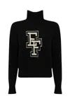 Elisabetta Franchi Roll-neck Wool Jumper In Nero/burro