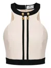 Elisabetta Franchi Colour-block Chain-detail Top In Neutral