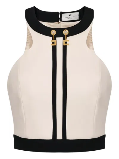 Elisabetta Franchi Colour-block Chain-detail Top In Neutral