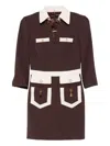 Elisabetta Franchi Colour-block Crepe Dress In Brown