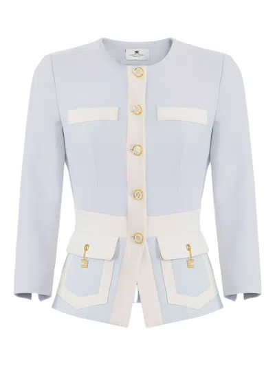 Elisabetta Franchi Colour-blocking Button Jacket In Blue