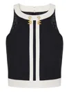 Elisabetta Franchi Colour-blocking Logo-chain Top In Black
