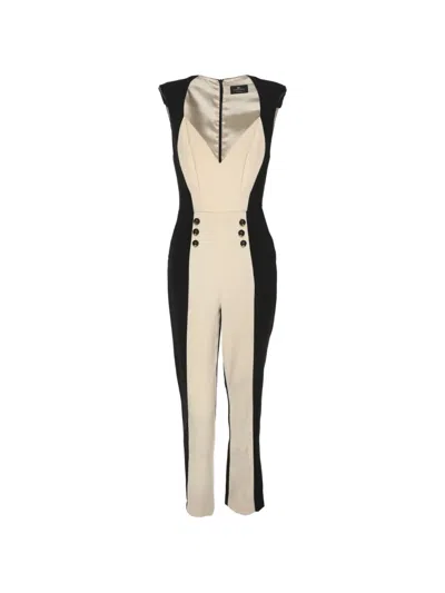 Pre-owned Elisabetta Franchi Colour-block Jumpsuit In Black