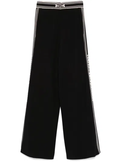 Elisabetta Franchi Contrast-bands Trousers In Black