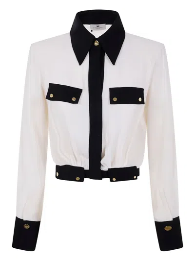 Elisabetta Franchi Contrast-panel Collared Shirt In White