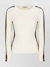 Elisabetta Franchi Contrast Panel Long Sleeve Knit Top In White