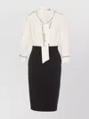 Elisabetta Franchi Contrast Piping Keyhole Neckline Dress