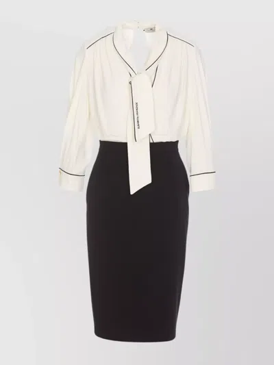 Elisabetta Franchi Contrast Piping Keyhole Neckline Dress In Black