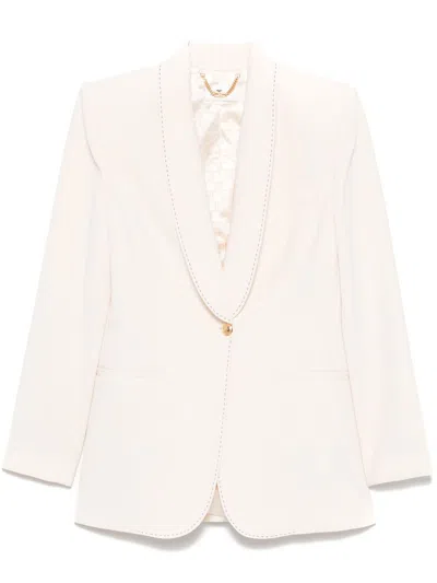 ELISABETTA FRANCHI CONTRAST-STITCH CREPE BLAZER