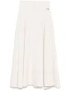 Elisabetta Franchi Contrast-stitch Crepe Midi Skirt In Neutrals