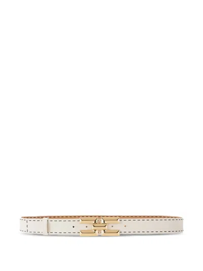 Elisabetta Franchi Contrast-stitch Leather Belt In White