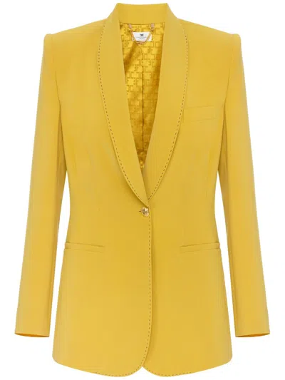 Elisabetta Franchi Contrast-stitching Blazer In Yellow
