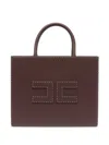 Elisabetta Franchi Small Leather-effect Handbag With Stitching In Cacao
