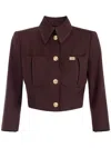 Elisabetta Franchi Contrast-stitching Wool Jacket In 褐色