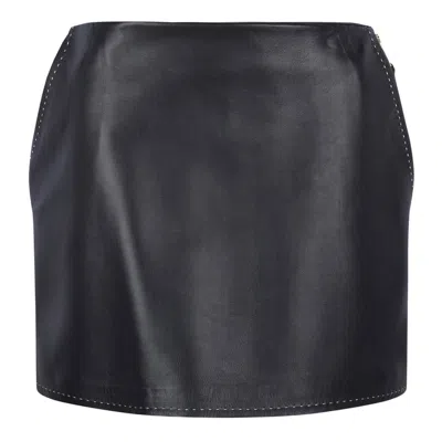 Elisabetta Franchi Leather Mini Skirt In Black