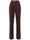 Elisabetta Franchi Contrast-topstitching Wool Straight Trousers In Brown