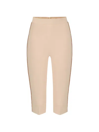 Elisabetta Franchi Contrast-trim Crop Trousers In Neutral