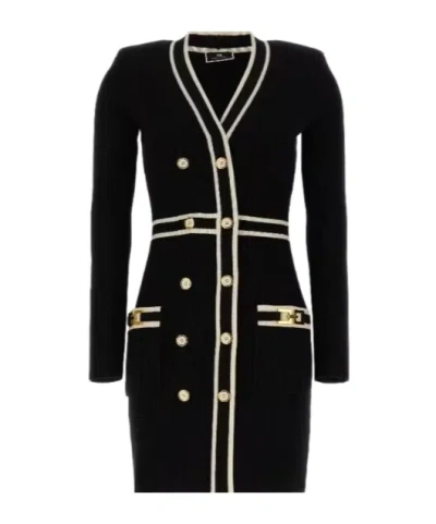 Elisabetta Franchi Contrast-trim Knitted Minidress In Black