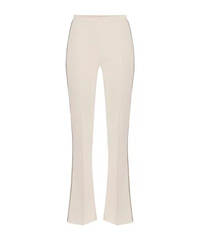 Elisabetta Franchi Contrasted Piping Crêpe Trousers In Neutral