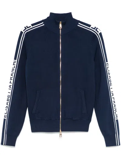 Elisabetta Franchi Contrasting-bands Cardigan In Blue