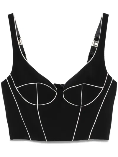 Elisabetta Franchi Contrasting Corset Top In Black