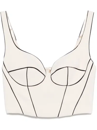 Elisabetta Franchi Contrasting Corset Top In Butter
