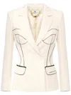 Elisabetta Franchi Contrasting Piping Jacket In Neutrals