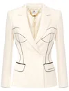 Elisabetta Franchi Contrasting Piping Jacket In Nude