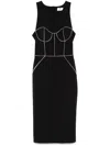 Elisabetta Franchi Fitted Midi Dress With Structured Bodice In 中性色