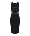 Elisabetta Franchi Fitted Midi Dress With Structured Bodice In Black