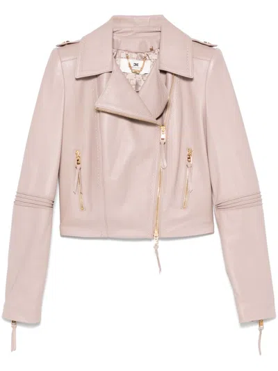 ELISABETTA FRANCHI CONTRASTING-STITCHING BIKER JACKET